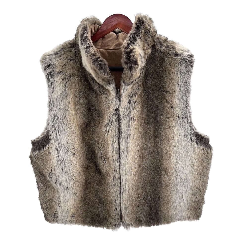 Skea Womens Brown Faux Fur Vest Winter Jacket